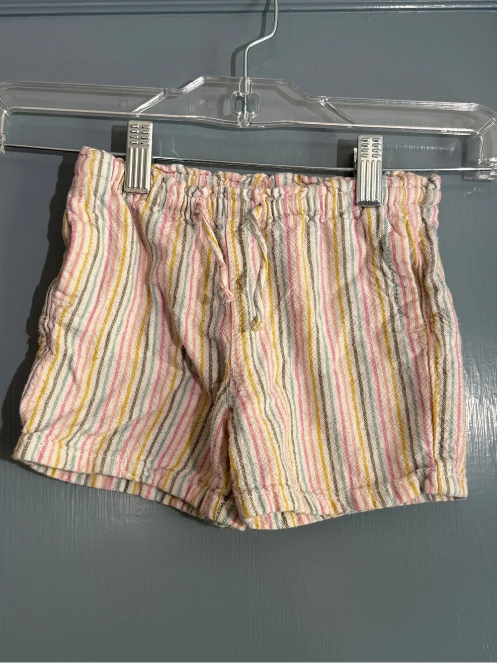 Old Navy Pastel Multi-Stripe Cotton Shorts - Pink, Yellow, Blue
